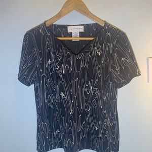Evan Picone black/white short sleeved blouse